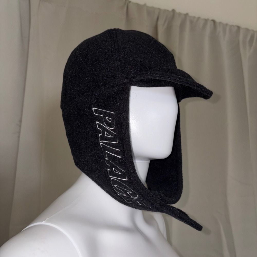 Palace Polartec Earflap Cap Black Fleece Streetwear Hat S/M New